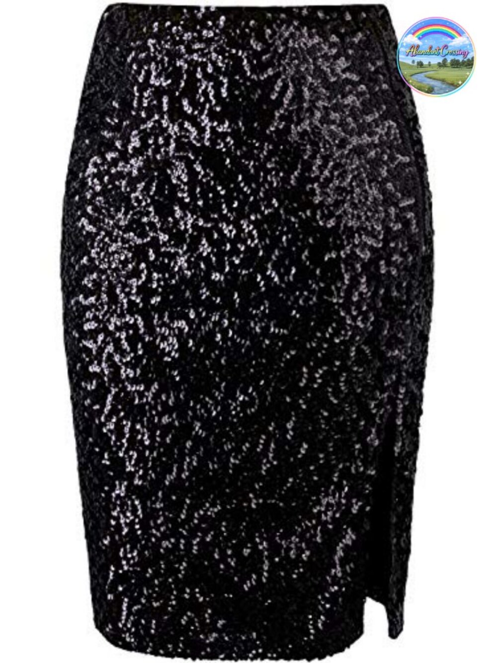 Sequin Midi Pencil Skirt Side Slit Stretchy High Waist Party Night Out